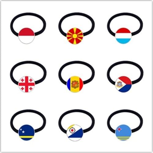 MCO,Macedonian,Luxembourg,Georgia,Andorra,Eilandgebied Sint Maarten,Curacao,Bonaire,Aruba Nation Flag Elastic Hair Bands Jewelry