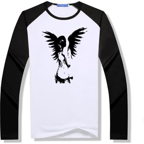 New ANGEL T Shirt Mens fairy funny Long Sleeve Men raglan T-Shirt Modal Men Fashion O Neck Tees Top