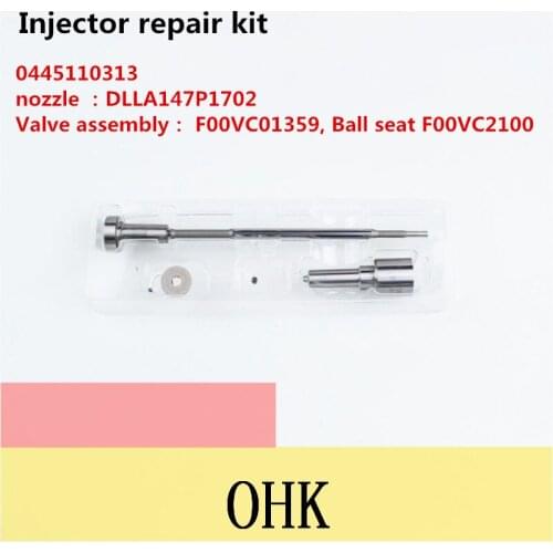 Overhaul Package0445110313 Products include:nozzle DLLA147P1702 Valve assembly F00VC01359 Sealing ball seat Injector repair kit