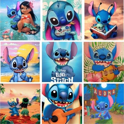 Disney Cartoon Lilo & Stitch DIY 5D Diamond Painting Cross Stitch Embroidery Full Diamond Mosaic Wall Decor Child Birthday Gift