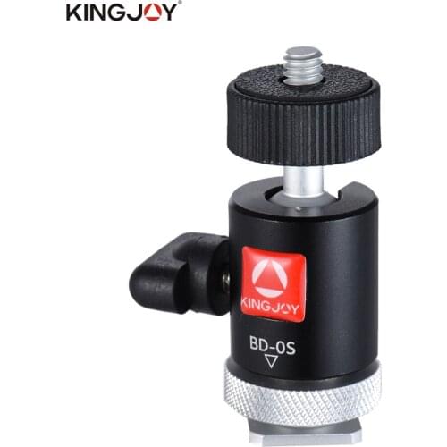 Kingjoy BD-0S Mini Ball Head Mount with Hot Shoe Adapter for LED Light Monitor Tripod DSLR Camera Camcorder Video Studio Photo