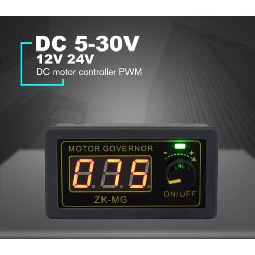 DC 5-30V 12V 24V 5A DC Motor Controller PWM Adjustable Speed Digital Display Encoder Duty Ratio Frequency MAX 15A ZK-MG