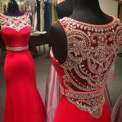 Red Luxury Long Mermaid Evening Dresses Party Plus Size Women Ladies Sexy Prom Formal Evening Gowns Dresses