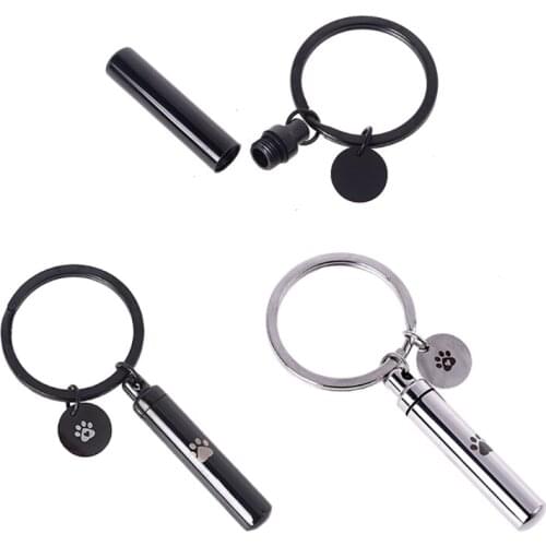Cremation Jewelry for ashes Stainless Steel Cylinder Urn Pendant Keepsake Memorial Keychain for Human Pet Ashes Holder