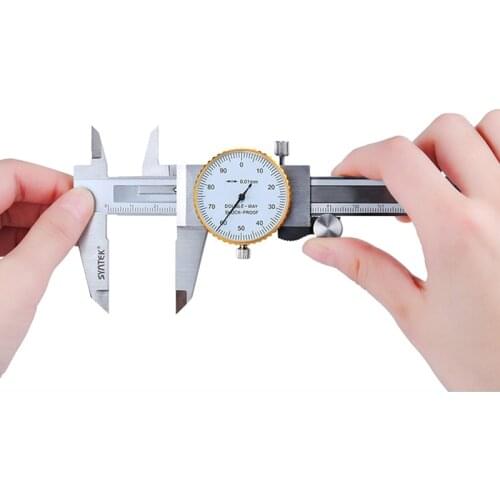 0-200mm/8 Inch Metric Gauge Measuring Tool Dial vernier caliper Shock-proof Stainless Steel Vernier Caliper 0.01mm Dial Calipers