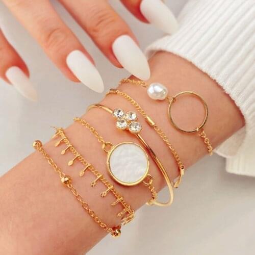 IFMIA 7Pcs/Set Bohemian Punk Link Chain Bracelets Set For Women Femme Round Charm Bracelets Boho Bangles Couple Fashion Jewelry