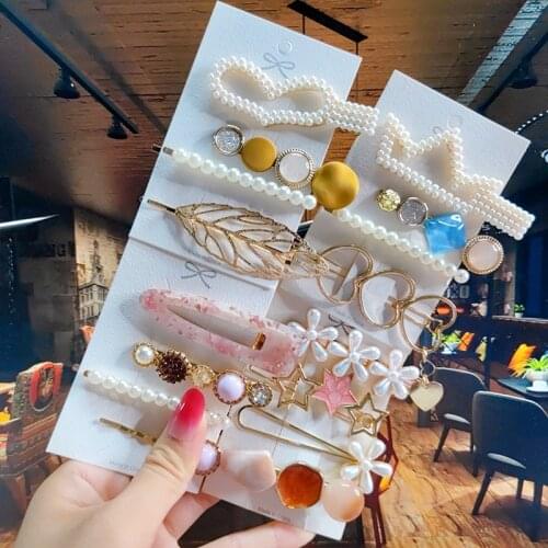3pcs Womens Hair Clip Set Hair Accessories Fashion Acrylic Imitation Pearls Metal Hairpins Girls Hairgrip Headwear Jewelry 2021