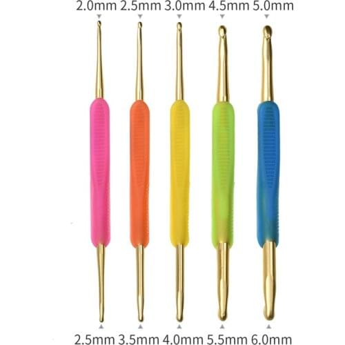 Non-slip handle aluminum crochet color silicone DIY knitting tools household goods