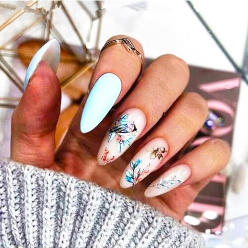 2021 New 3D Nail Art Stickers Bohemia Leave Bird Image Nails Stickers For Nails Sticker Decorations Manicure Z0407