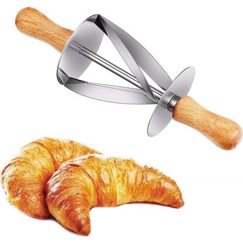 Croissant Cutter Roller Croissant Maker Stainless Steel Roller Slices Pastry Dough Cutters Rolling Knife Kitchen Baking Tools