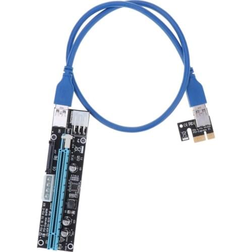 USB 3.0 1x To 16x PCI-E GPU Extender Riser Card Adapter Cable 6 Pin