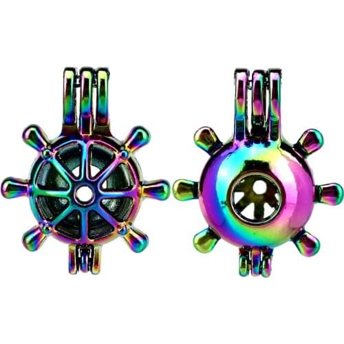 C568 5pcs/lot COLORS Multicolor Rudder Beads Cage Pendant Locket Fairytale Party Essential Oil Diffuser