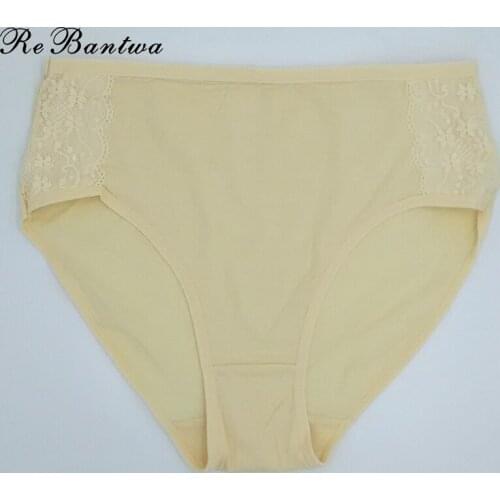 Rebantwa 5pcs Women Underwear Cotton High Waist Briefs Mothers Panties Ladies Knickers Lace New Lingerie Intimates Plus Size 4XL