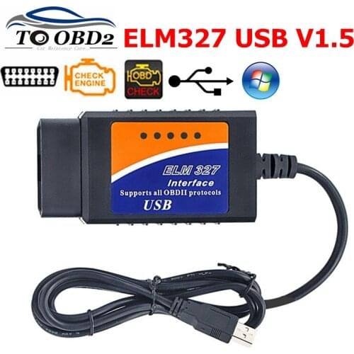 ELM327 USB Connecters 1.5 Code Reader Scanner ELM 327 V 1.5 OBDII Car Diagnostic Interface Scanner Supports most OBDII protocols