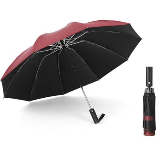 Carbon fiber ten bone black plastic automatic reverse umbrella folding sunny rain unisex double umbrella