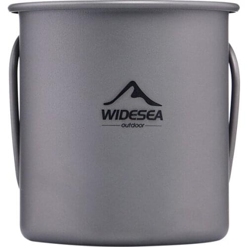 WIDESEA Ultralight Titanium Cup Outdoor Camping Picnic Water Cup Mug with Foldable Handle 300Ml