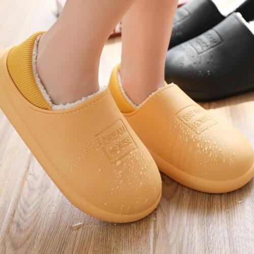 Waterproof Non-Slip Home Slippers Women Winter Warm Home Slippers Indoor Cotton Shoes Men Soft Memory Foam Couples Shoes
