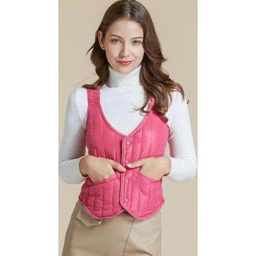 New Autumn Winter Fashion Warm Down Cotton Vest Women V-Neck Sleeveless Short Parkas ol Bottoming Coat Windproof Waistcoat Mw545