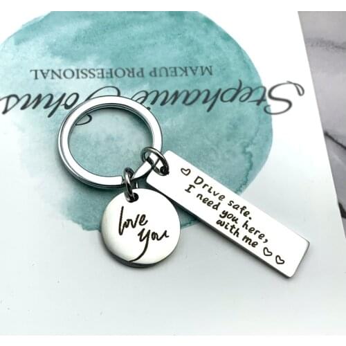 1Pc Stainless Steel Drive Safe Letter Keychain I Need You Here With Me Key Ring Car Key Chain for Lovers Couple Gifts