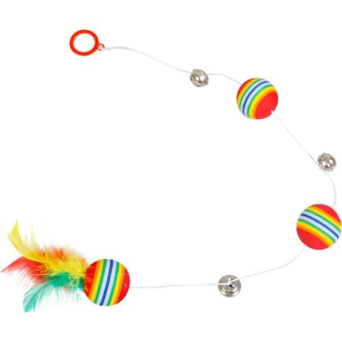 1PC Cat Bell Toy Fake Feather Kitten Bite Resistant Sponge Ball Cat Interactive Toy Puppy Training Toy Pet Supplies Random Color