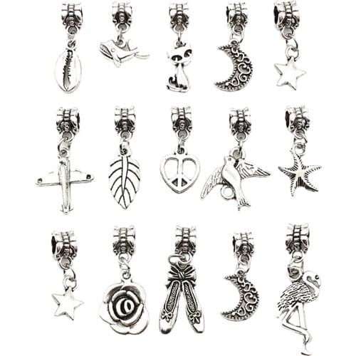 15 Pieces Vintage Mix Silver Plated Alloy Pendants DIY Necklace Accessories
