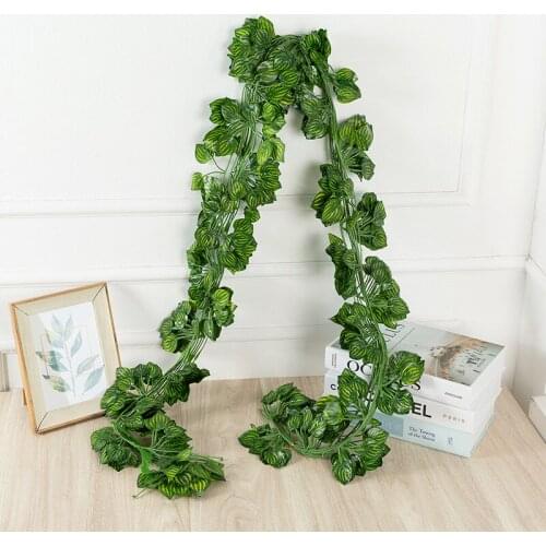 2M 12 pcs Artificial Ivy green Leaf Garland Plants Vine Fake Foliage Flowers Home Decor Plastic Artificial Flower Rattan string