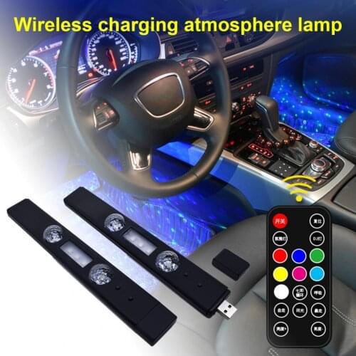 2Pcs Ambient Light Music Control Starry ABS Interior Lighting RGB USB Foot Lamp for Car Accessories