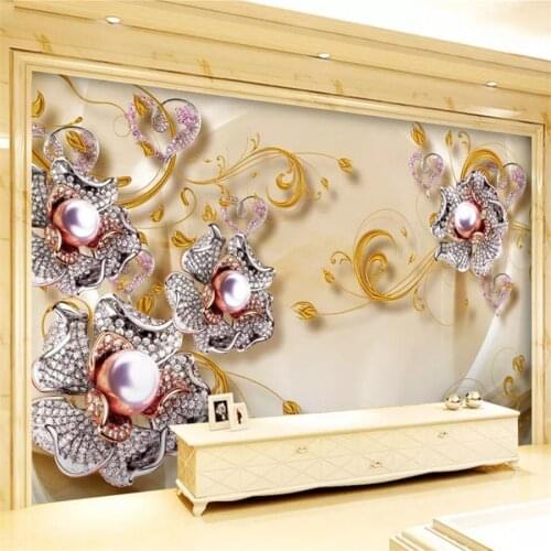 Beibehang Custom wallpaper 3d high-definition jewelry diamond gold-plated silver romantic flowers background wall paper 3d mural