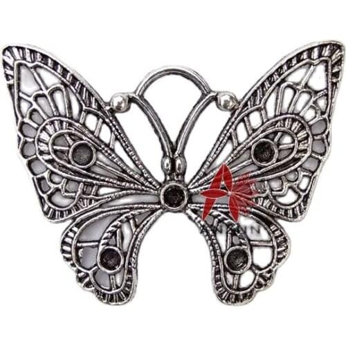4pcs 48x39mm Zinc Alloy Antique Bronze Silver Metal Charms Butterfly Pendant DIY supplies JP-160