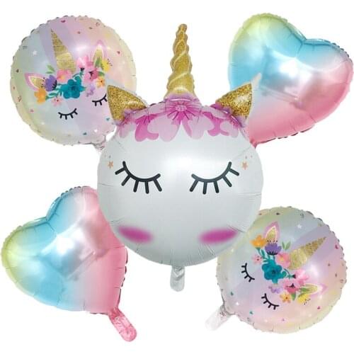 5PC/lot 3D Unicorn head 18inch unicorn party Combination balloons wedding birthday party decorations adult kids globos
