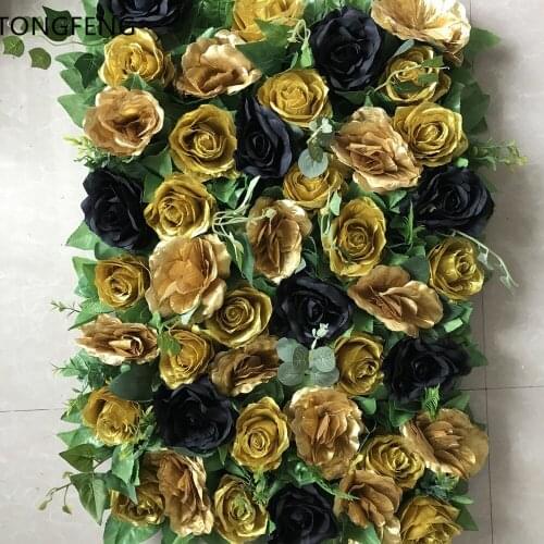 10pcs/lot Artificial silk hydrangea rose 3D flower wall wedding backdrop decoration flower stage decoration Gold Black TONGFENG