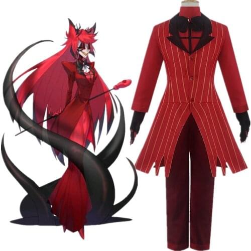 Anime Hazbin Cosplay Hotel ALASTOR Costume Suit Underwear Pants Coat Bow Gloves Set Halloween Party
