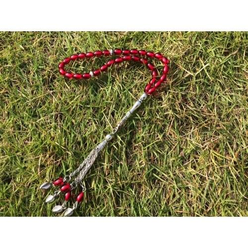 Free shipping imitaion Amber color 6mm* 8mm Beautiful Unique Islamic 33 Prayer Beads Tasbih Allah Prayer Rosary tesbih masbaha