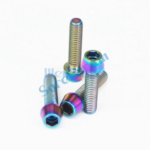 LOT 4 M6 x 25mm Colorful TC4 GR5 Titanium Alloy Allen Hex Screw Taper Cone Head Bolts For Bicycle