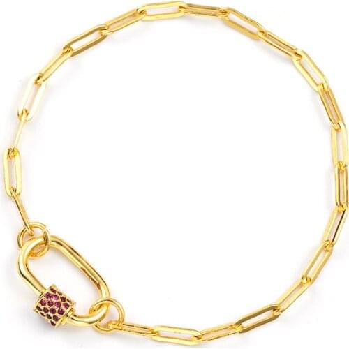 Copper Zircon Bead Bracelet Gold Color Chain Fashion Jewelry Women Gift 2020 Hiphop Style