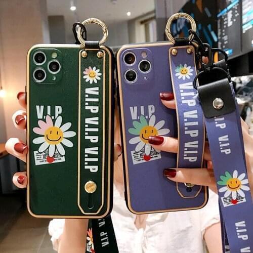Sunflower Wrist Strap Case For Huawei Mate 20 30 Pro Mate 20X P20 P30 P40 Pro Finger Ring Phone Holder Cover With Neck Lanyard
