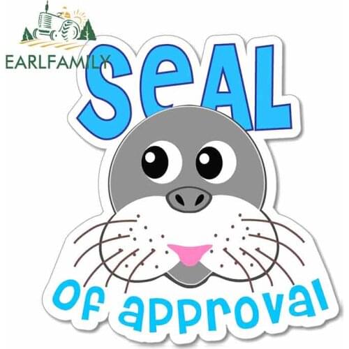 EARLFAMILY 13cm x 12.5cm For Seal Of Approval Blue Vinyl Graphic Decal Repair Sticker Creative Stickers Suitable For GRT