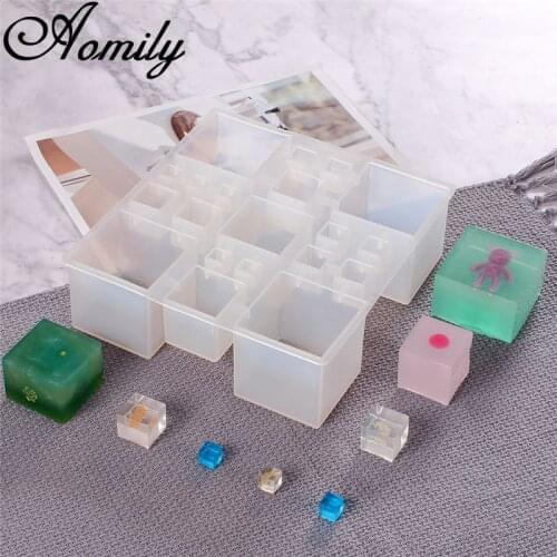 Aomily 20 Grids Cube Crystal Epoxy UV Silicone Mould Resin Jewelry Making Cosmetic DIY Mold Epoxy Resin for Jewelry Making