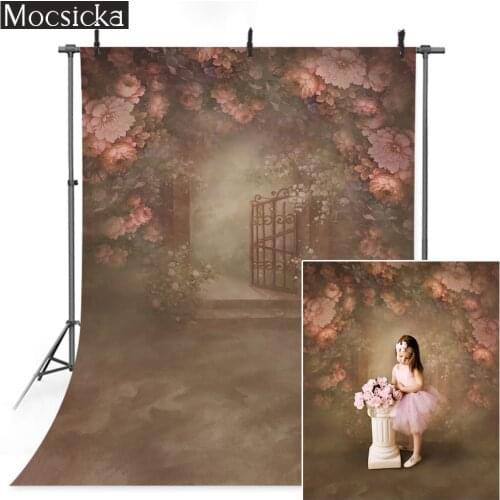 Flowers Dark Brown Birthday Art Photography Backdrop Vintage Floral Garden Children Portrait Background Abstract Photo Studio