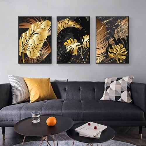 Golden Leaf Art Poster Decoration Home Entrance Bedroom Living Room Canvas Frameless Printed Edition Canvas Fashion Paintings