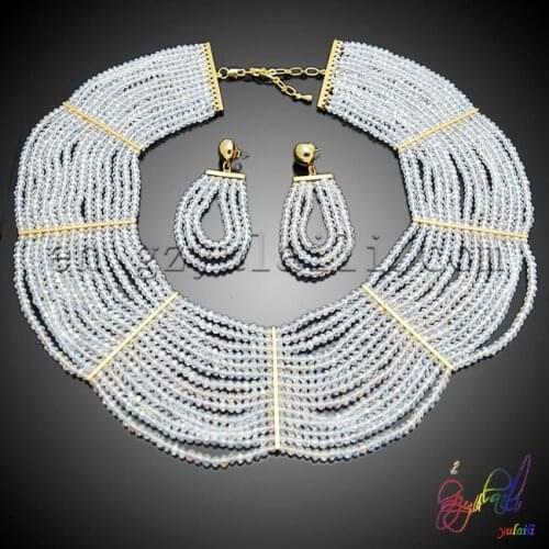 Free shipping!!white beaded jewelry set factory wholesale beaded jewelry set popular bridals beaded set