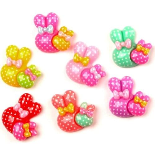 LF 50Pcs Resin Rabbit 20x20mm Decoration Crafts Flatback Cabochon Embellishments For Scrapbooking Kawaii Cute Diy Accessories
