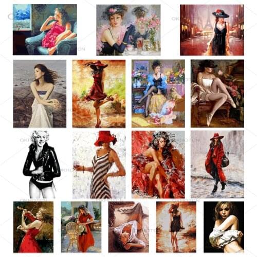 Fashion Art Mosaic Diamond Painting Dance Girl Portrait Diamond Art Posters Decal Vintage Wall Art 5D DIY Diamond Embroidery