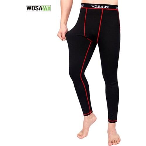 WOSAWE Mens Winter Fleece Thermal Underwear Cycling Running Long Clothing Top and Pants Set Outdoor Base Layers Cycling Pants