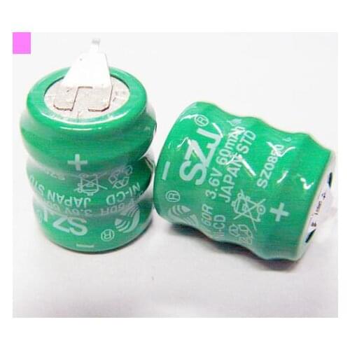 10PCS Original SZL 3.6V60mAh rechargeable 60MA3.6V lithium battery nickel-cadmium rechargeable battery 2 foot 15mm*19mm