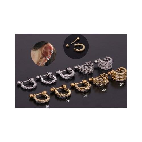 New Stainless Steel Barbell With Cz Hoop Cartilage Helix Daith Rook Lobe Earring Ear Piercing Jewelry