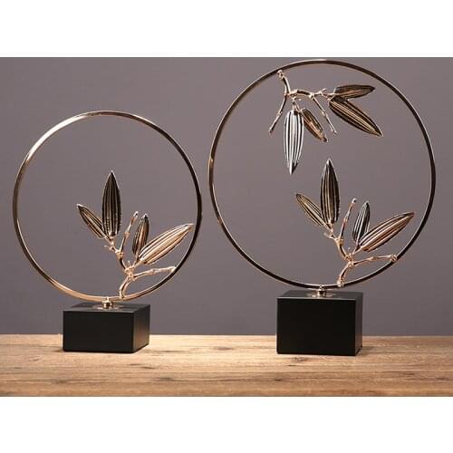 New Chinese Metal Bamboo Leaf Room Display Decorations Decorations Restaurant Hotel Decorations Desktop Decoration