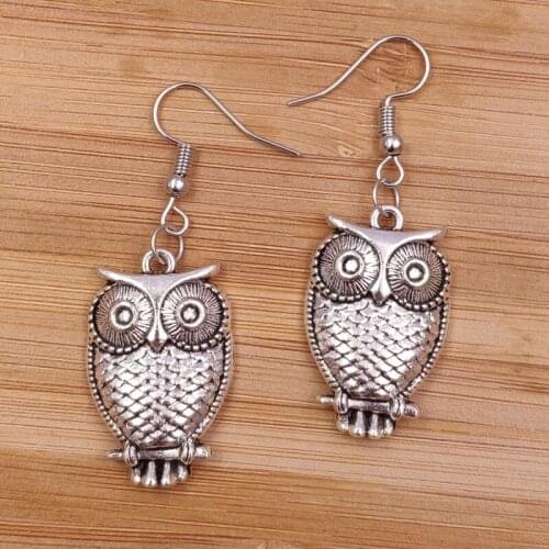 Fashion New Earrings Owl Animal Cute Punk Cool Trendy Alloy Metal Fashion Women Men Party Birthday gift AJ019-020