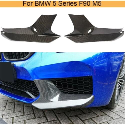 Car Front Bumper Splitters for BMW 5 Series F90 M5 2018-2020 Front Bumper Splitters Spoiler Cupwings Flaps Apron Carbon Fiber