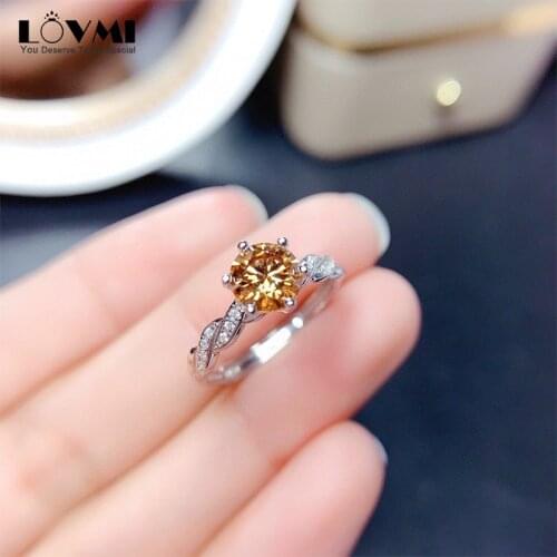 Luxury 925 Sliver Crystal Rings For Women Adjustable Champagne Yellow Gemstone Flower Dating Rings Wedding Party Gifts Jewelry